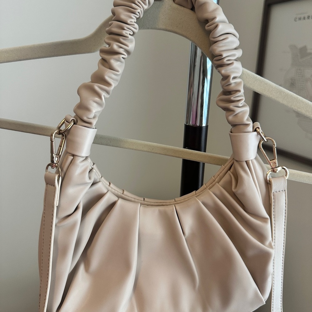Amazon Cream Ruched Shoulder Bag